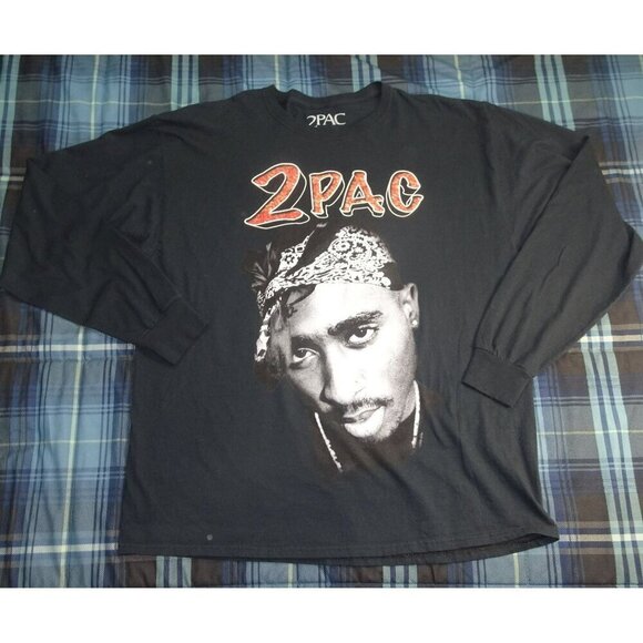2PAC Portrait Black T-Shirt Size X-Large - Picture 1 of 4
